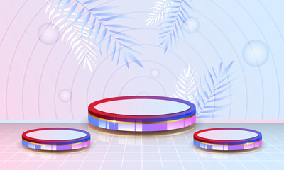 3d circle podium display. Abstract gradient  pastel color background for Product Presentation, mock up, show cosmetic product. Vector Illustration