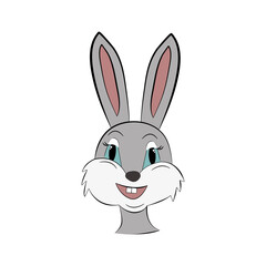 Fototapeta na wymiar Smiling cute easter rabbit isolated on white background . Vector illustration