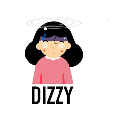 Cartoon of a dizzy woman.