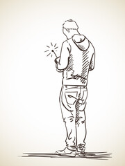 people man back view hand drawn