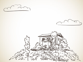 rural house sketch