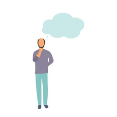 A man with thoughts, a businessman. Thinking person with bubbles. Illustration, flat style