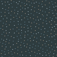 Colorful little triangles confetti seamless pattern with sea green background. Vector illustration
