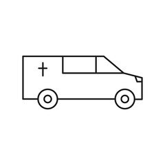 Coffin car line icon. Burial outline transport. Hearse automobile symbol. Vector isolated on white