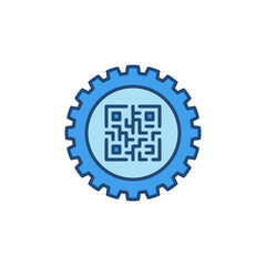 Gear with QR Code inside vector concept colored icon or symbol