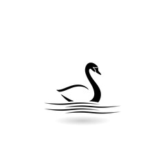 Swan on the water icon with shadow © sljubisa