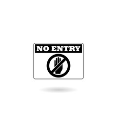 No entry sign icon with shadow