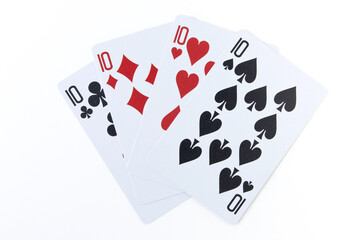 Poker 10 of Spade playing cards casino game isolated on white background.