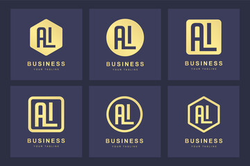A collection of logo initials letter A L AL gold with several versions