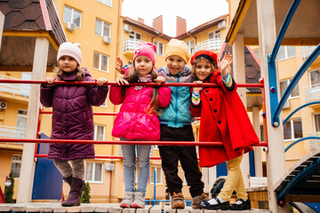 Obraz na płótnie Canvas Group of kids walking on the playground