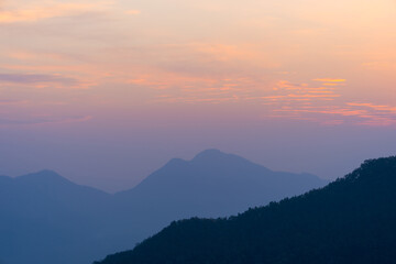 Sunrise over the hills surrounding Bandipur, Tanahun district, Nepal