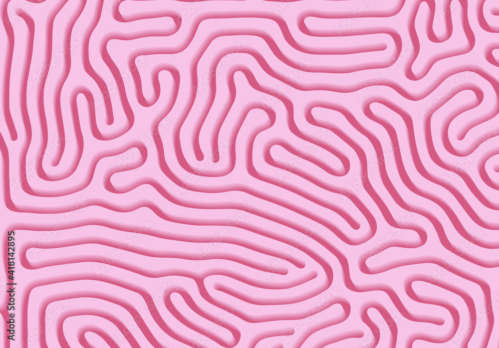 Poster Abstract background with optical illusion generative pattern and vibrant fluid soft pink color.