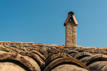 old roof with chimney
