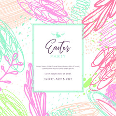 Easter. Spring time. Trendy art template suitable for social media posts, mobile apps, banners design. Vector fashion background. Leaves and abstraction. Spring holidays.