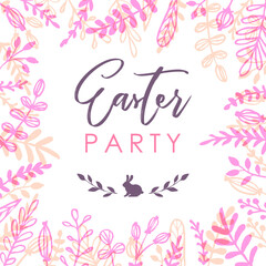 Easter. Spring time. Trendy art template suitable for social media posts, mobile apps, banners design. Vector fashion background. Leaves and abstraction. Spring holidays.