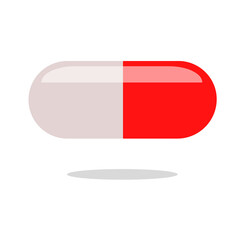  Medical red capsule pill isolated