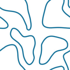 Abstract seamless pattern with hand drawn blue flowing stripes and elements. Raster illustration. For printing on fabric, packaging design.