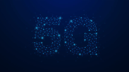 5G abstract plexus dots network. concept of business technology. shape on blue background. Vector illustration