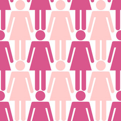  Seamless pattern of female figures. Vector background for the International Women's Day.