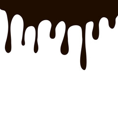 Dripping black paint. Dripping liquid. Fluid fluid. Spilling paint. Falling paint. Fluid oil stain. Abstract, liquid drops of ink. Vector illustration.