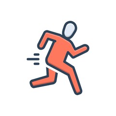 Color illustration icon for run 
