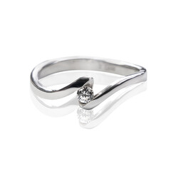 Diamonds Wedding three colors Ring on white isolated background macro diamond zircon stone
