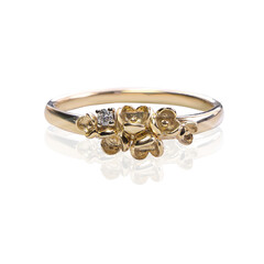 Diamonds Wedding three colors Ring on white isolated background macro diamond zircon stone