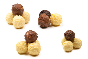 Chocolate truffle isolated on white background.