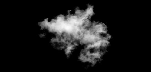 White cloud isolated on black background, Fluffy texture , Abstract smoke