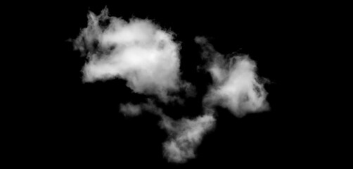 White cloud isolated on black background, Fluffy texture , Abstract smoke