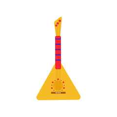 balalaika russian musical instrument isolated image on white background. Vector illustration, flat.