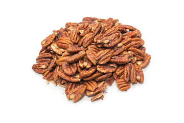 Pecan-nut isolated on white background. Top view.