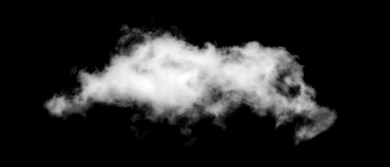 White cloud isolated on black background, Fluffy texture , Abstract smoke