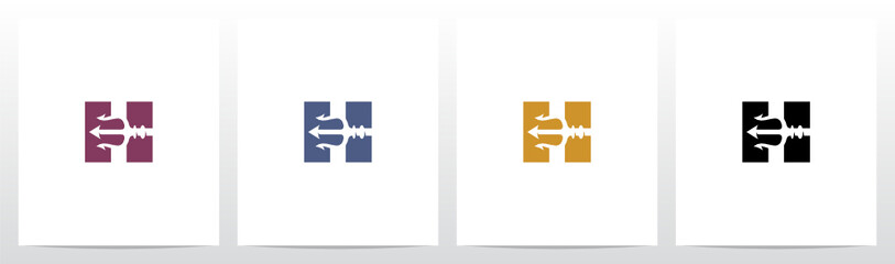 Trident On Letter Logo Design H