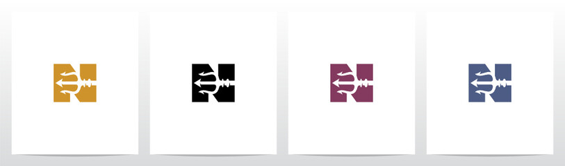Trident On Letter Logo Design N © recehan