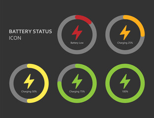Battery status flat design icon, vector illustration