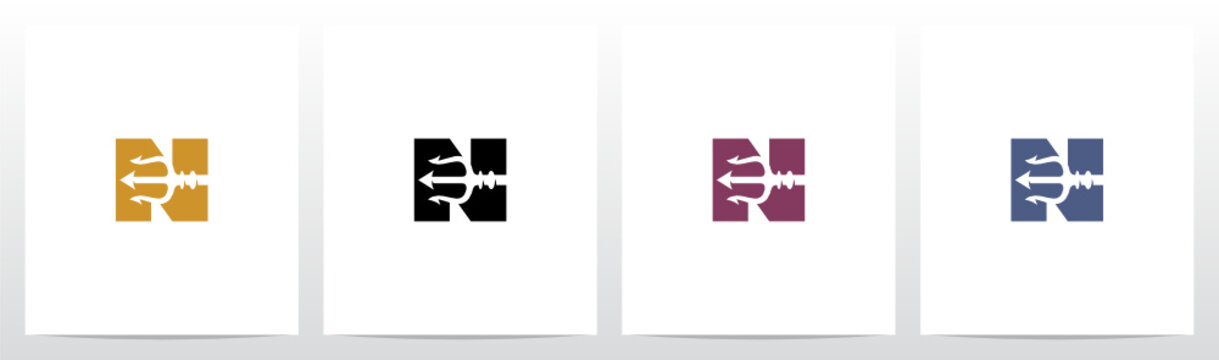 Trident On Letter Logo Design N