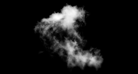 White cloud isolated on black background, Fluffy texture , Abstract smoke
