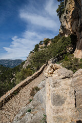 cobbled path to the castle of Alaro, Alaro, Mallorca, Balearic Islands, Spain