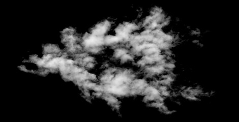 White cloud isolated on black background, Fluffy texture , Abstract smoke