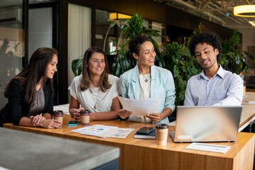 black business man giving presentation in office workspace. .