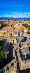 Aerial view of Carcassonne, a French fortified city in France
