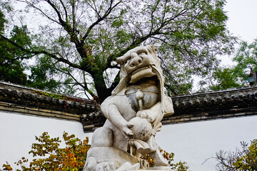 Ancient Lion statue Qufu China
