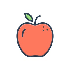 Color illustration icon for apple