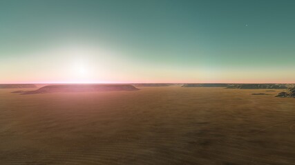 Obraz premium Exoplanet fantastic landscape. Beautiful views of the mountains and sky with unexplored planets. 3D illustration.