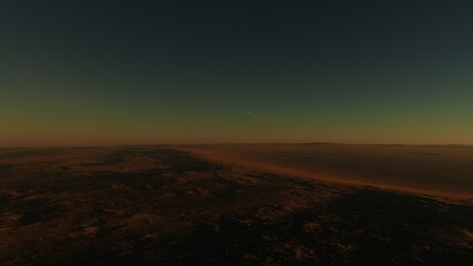 Exoplanet fantastic landscape. Beautiful views of the mountains and sky with unexplored planets. 3D illustration.