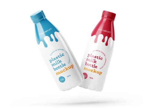 Full Wrap Plastic Yogurt or Milk Bottle Mockup for Design and Branding Projects