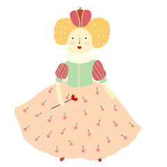 Cute queen in hand drawn style