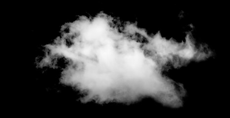 White cloud isolated on black background, Fluffy texture , Abstract smoke