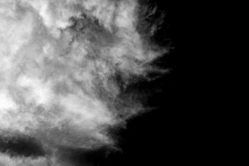 White cloud isolated on black background, Fluffy texture , Abstract smoke